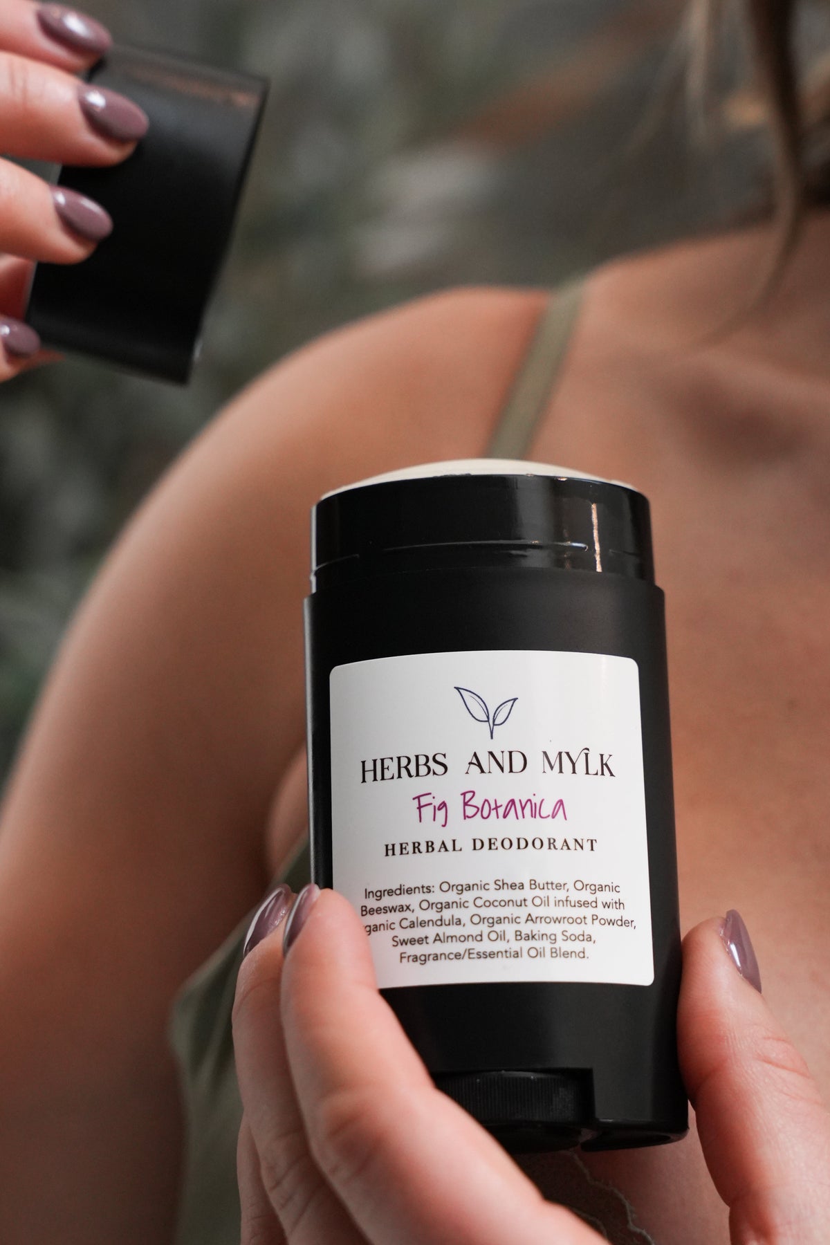 Fig Botanica herbal deodorant jar with fig leaf scent