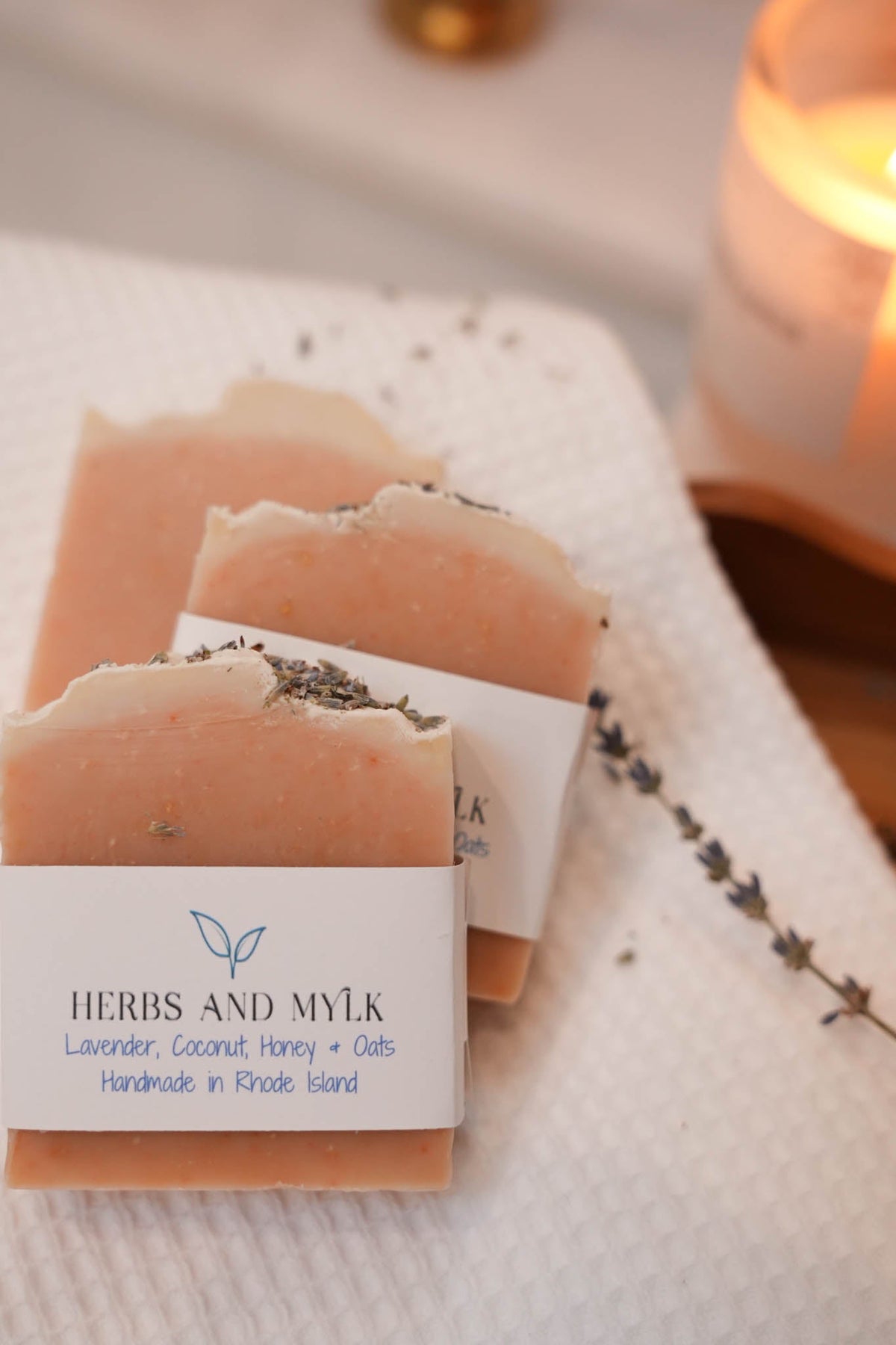 Lavender Coconut Honey Oats soap dried lavender detail