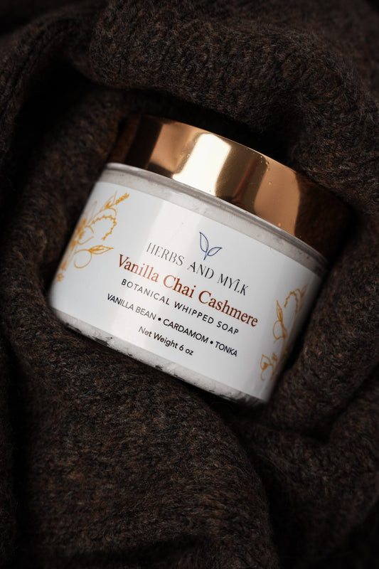 Vanilla Chai Cashmere whipped soap texture close-up