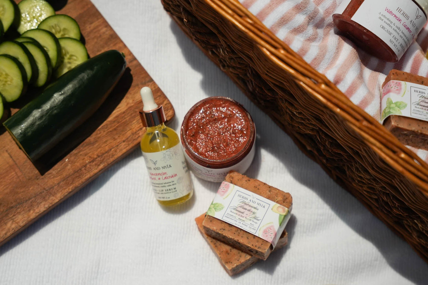 Watermelon Cucumber serum summer styled photo