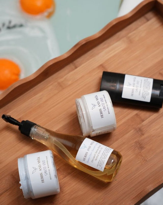 Santo Vivo ritual subscription box with whipped soap, body cream, oil and perfume