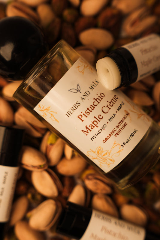 Pistachio Maple Crème perfume roller detail