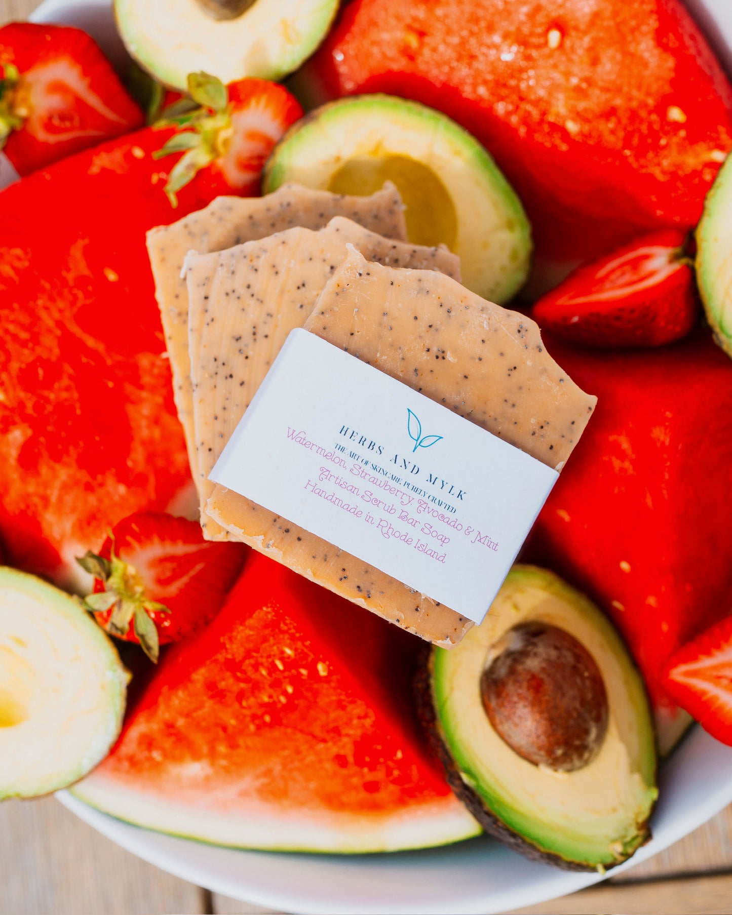 Watermelon, Strawberry, Avocado, & Mint Botanical Cleansing Scrub Bar