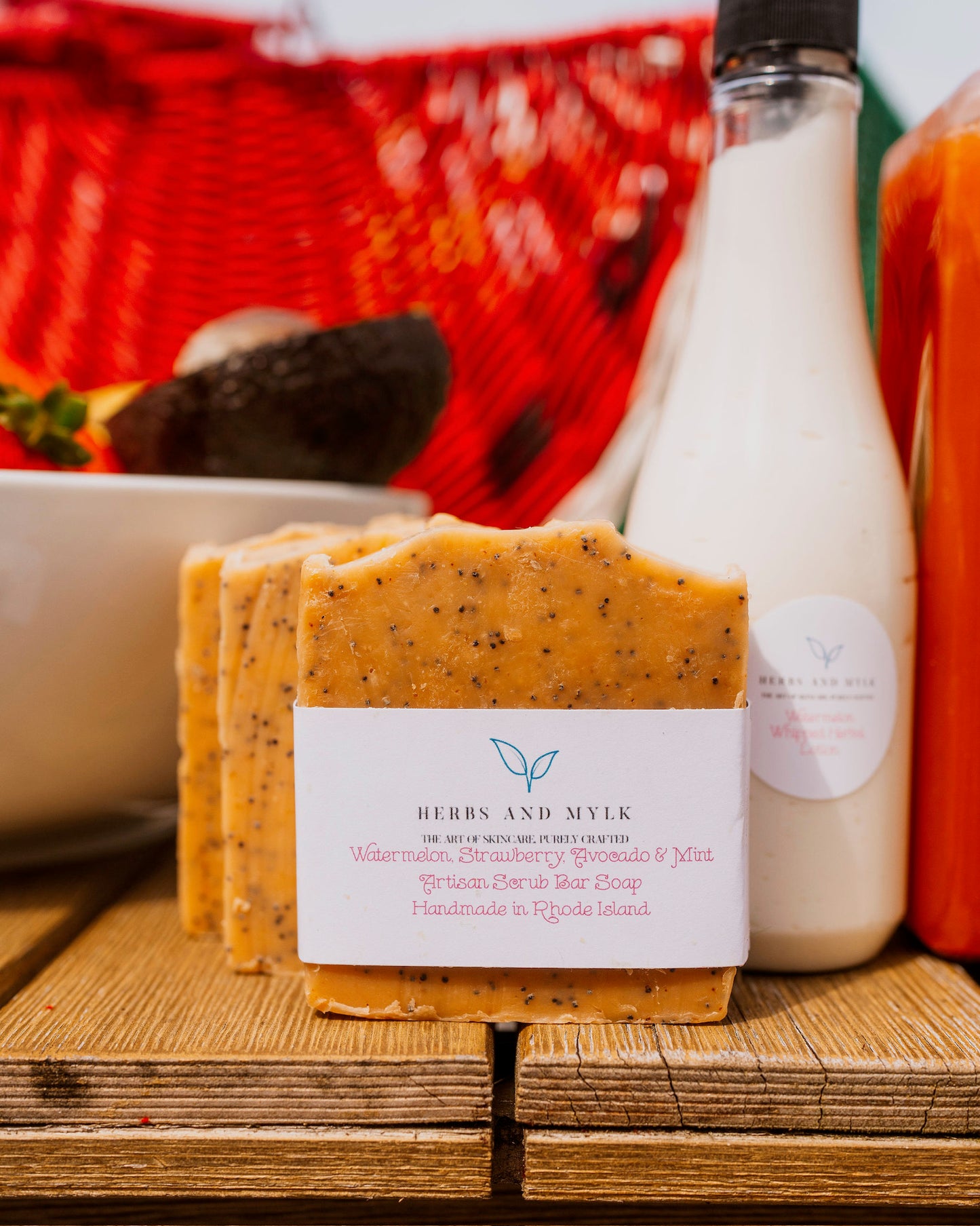 Watermelon, Strawberry, Avocado, & Mint Botanical Cleansing Scrub Bar