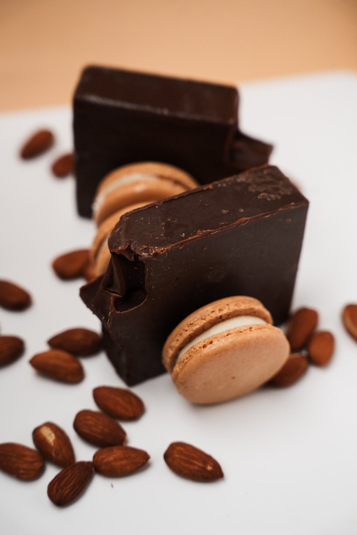 Almond Macaroon soap bar lifestyle packaging shot