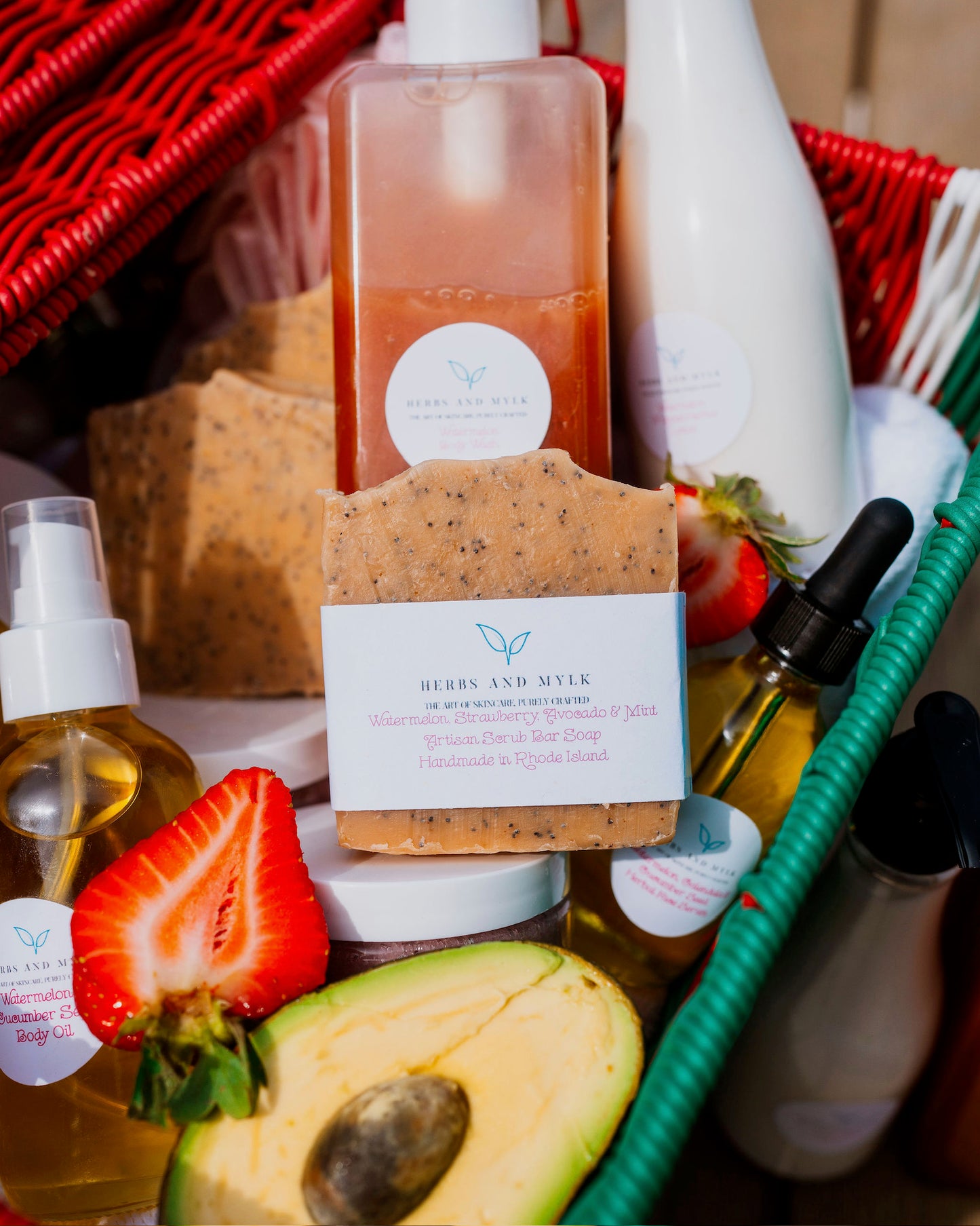 Watermelon, Strawberry, Avocado, & Mint Botanical Cleansing Scrub Bar