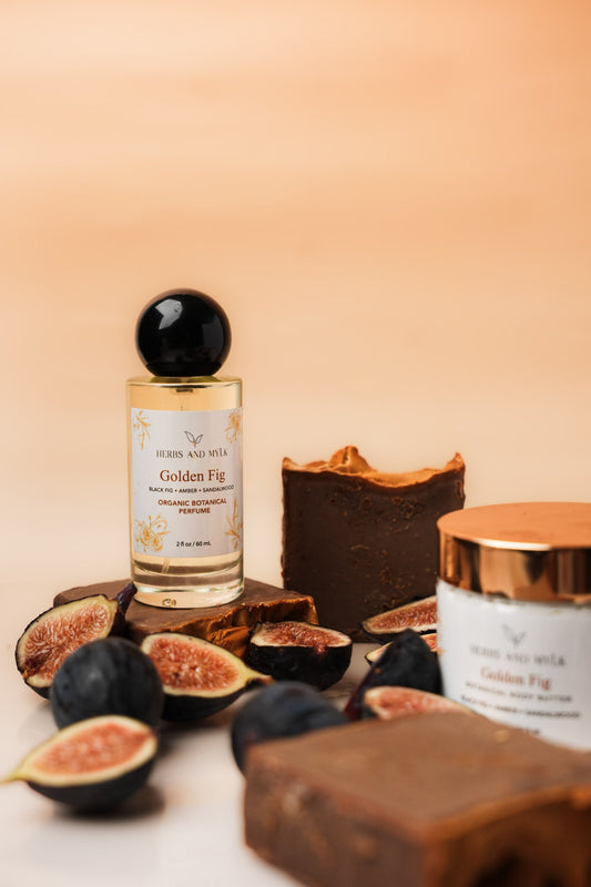 Golden Fig perfume roller bottle detail shot