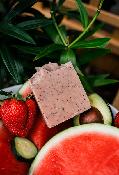 Watermelon, Strawberry, Avocado & Mint Artisan Scrub Bar Soap