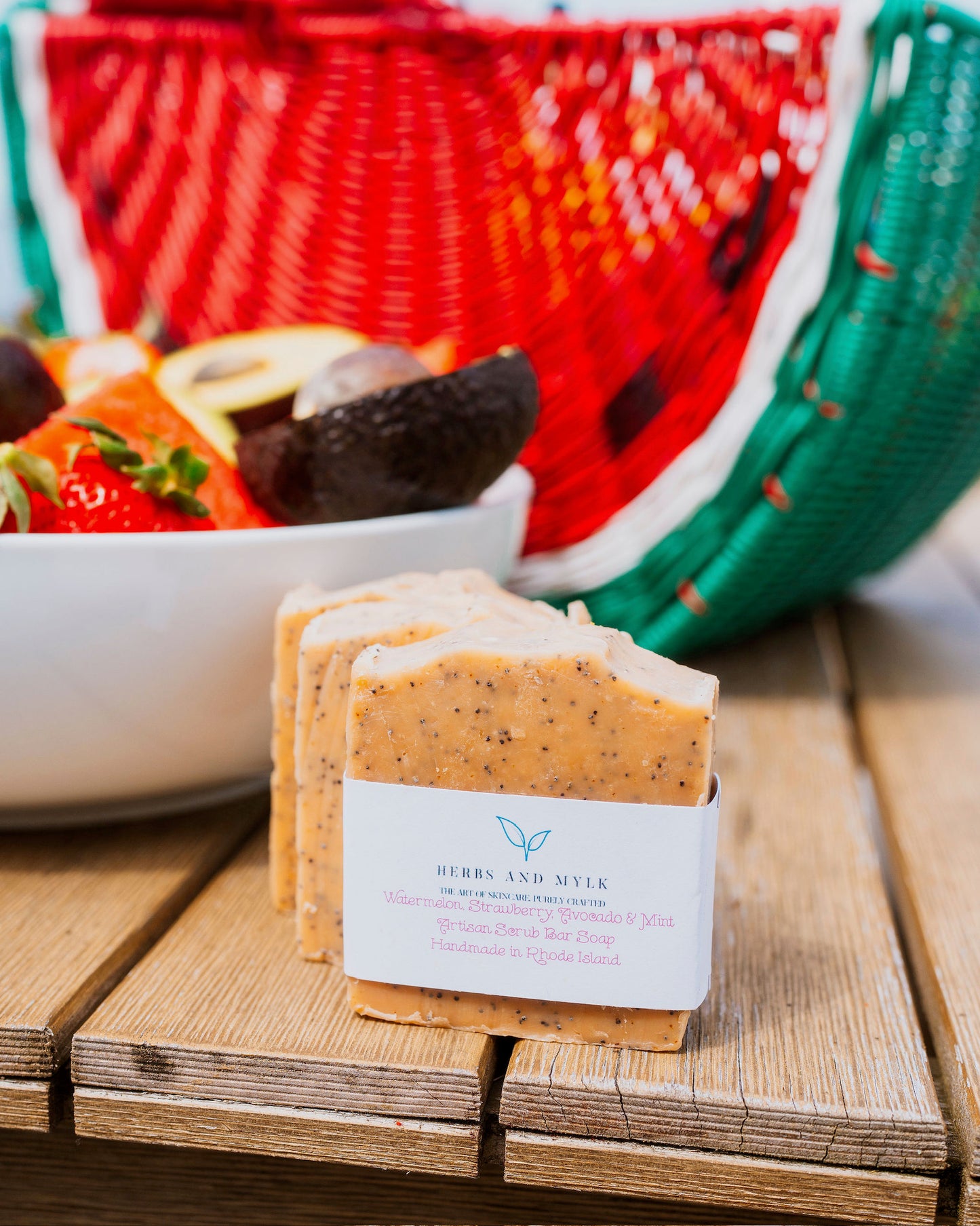 Watermelon, Strawberry, Avocado, & Mint Botanical Cleansing Scrub Bar