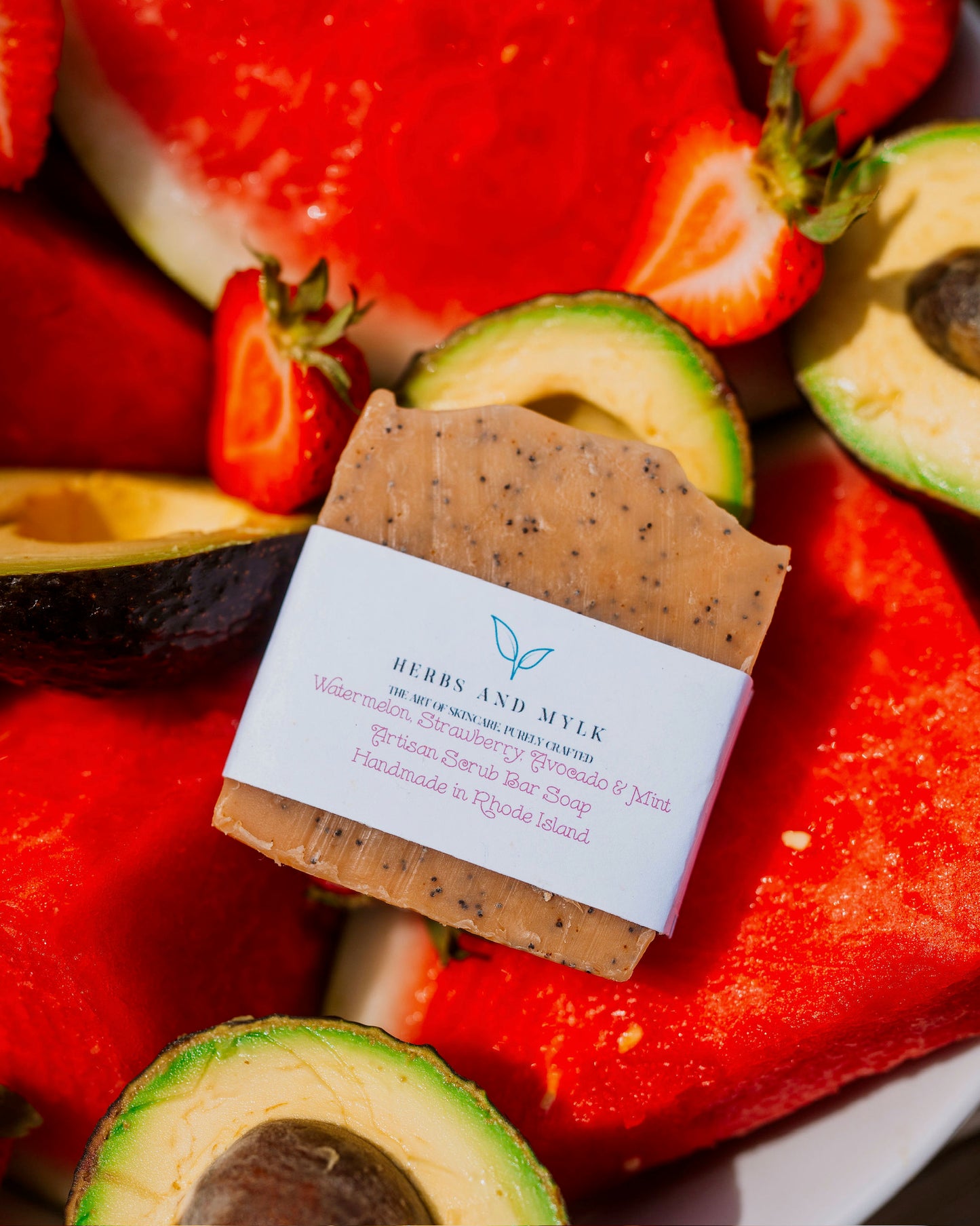 Watermelon, Strawberry, Avocado, & Mint Botanical Cleansing Scrub Bar