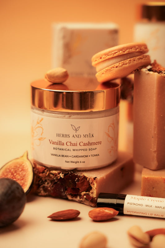 Vanilla Chai Cashmere Ritual bundle with body polish, whipped soap and body butter