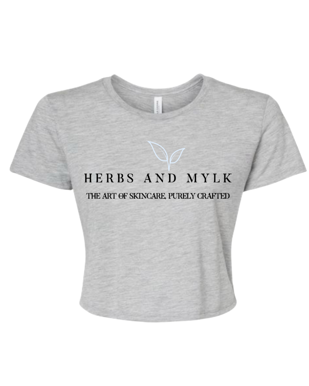Herbs and Mylk Logo Crop Top – Grey (Full Logo & Tagline)