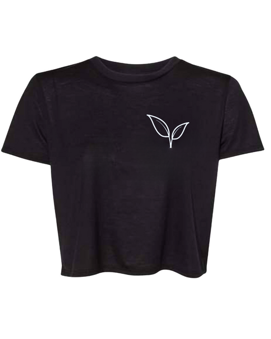 Herbs and Mylk Minimalist Crop – Black (Leaf Logo Only)