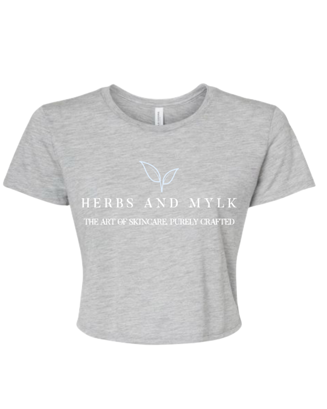 Herbs and Mylk Logo Crop Top – Grey (Full Logo & Tagline)