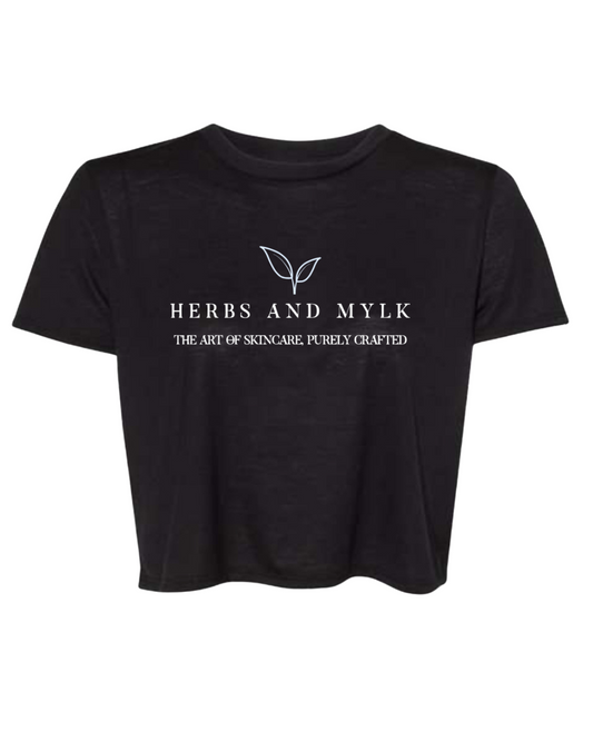 Herbs and Mylk Cropped Tee – Logo & Tagline (Across Chest)