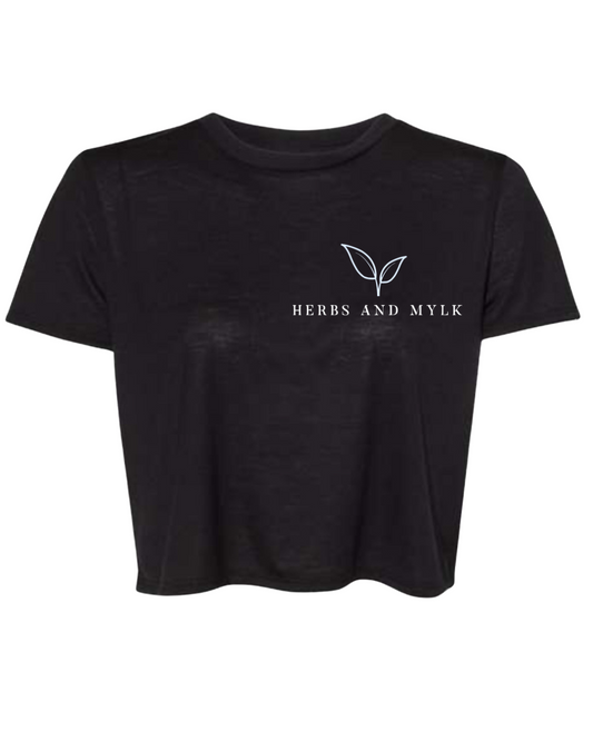 Herbs and Mylk Cropped Tee – Logo & Tagline (Left Chest)