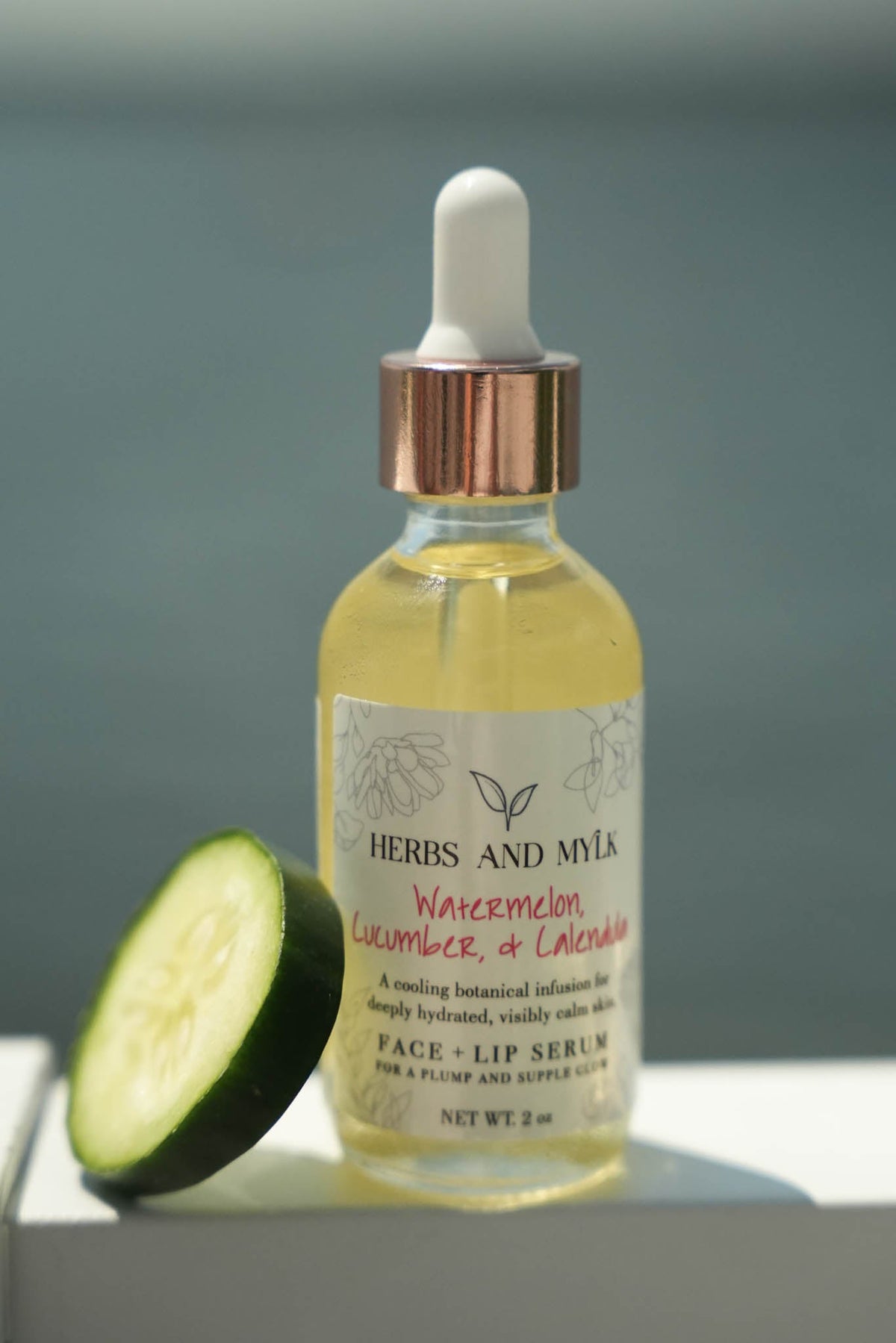 Watermelon Cucumber serum bottle close-up