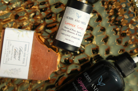 Summer Sunset perfume bottle lifestyle photo